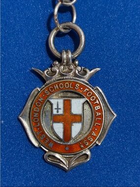 West London Schools Football Association Silver and Orange Enamel Medal Pendant